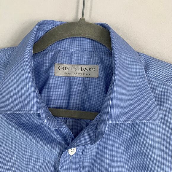 Share Gieves & Hawkes Men Shirt Shirt 16 Blue Casual Button Up Long Sleeve Workw - Picture 2 of 9